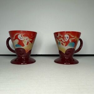 TWO Frangelico Liqueur Linda Frichtel Signed MUSICIANS DREAM Mugs Coffee Cups